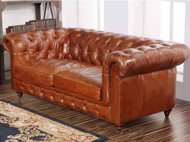 french vintage chesterfield sofa in leather sold