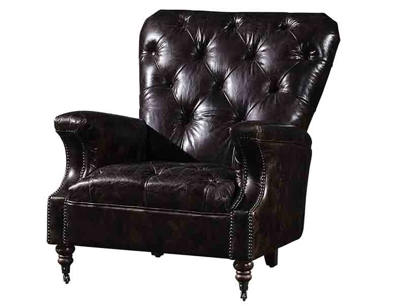 black leather tufted sofa chair
