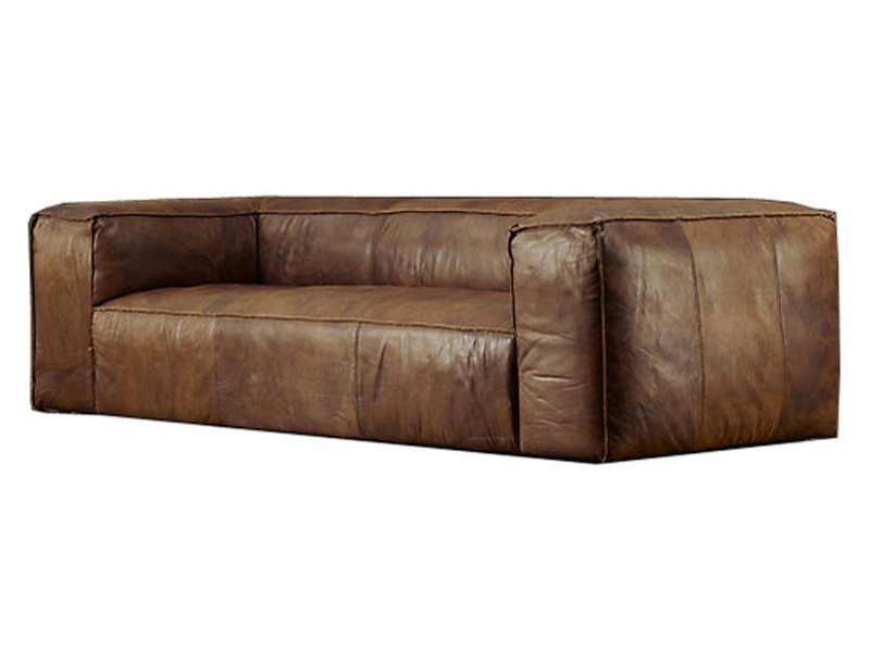 rh como leather sofa